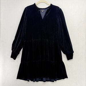 1. State Navy Faux Velvet Dress